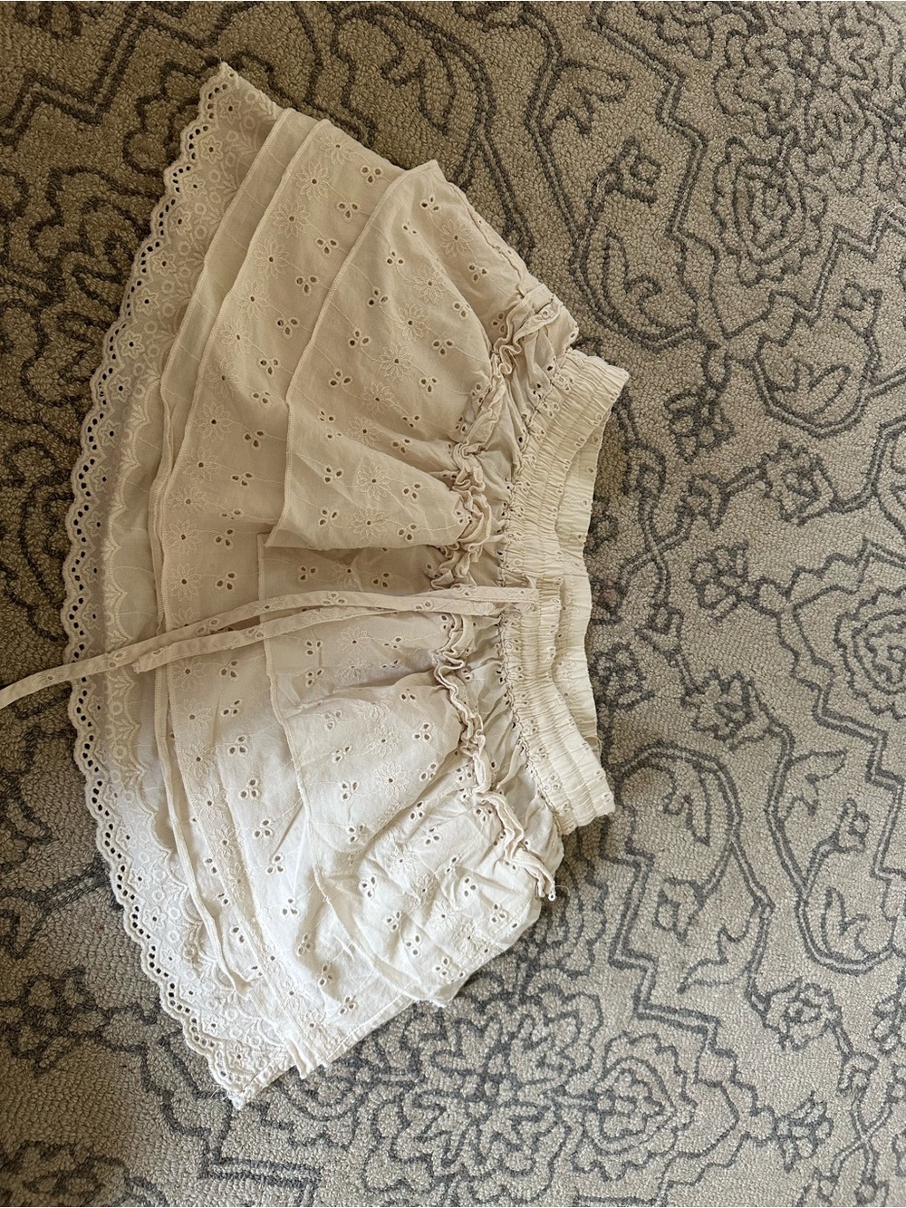 Wayf Cream Eyelet Mini Skirt